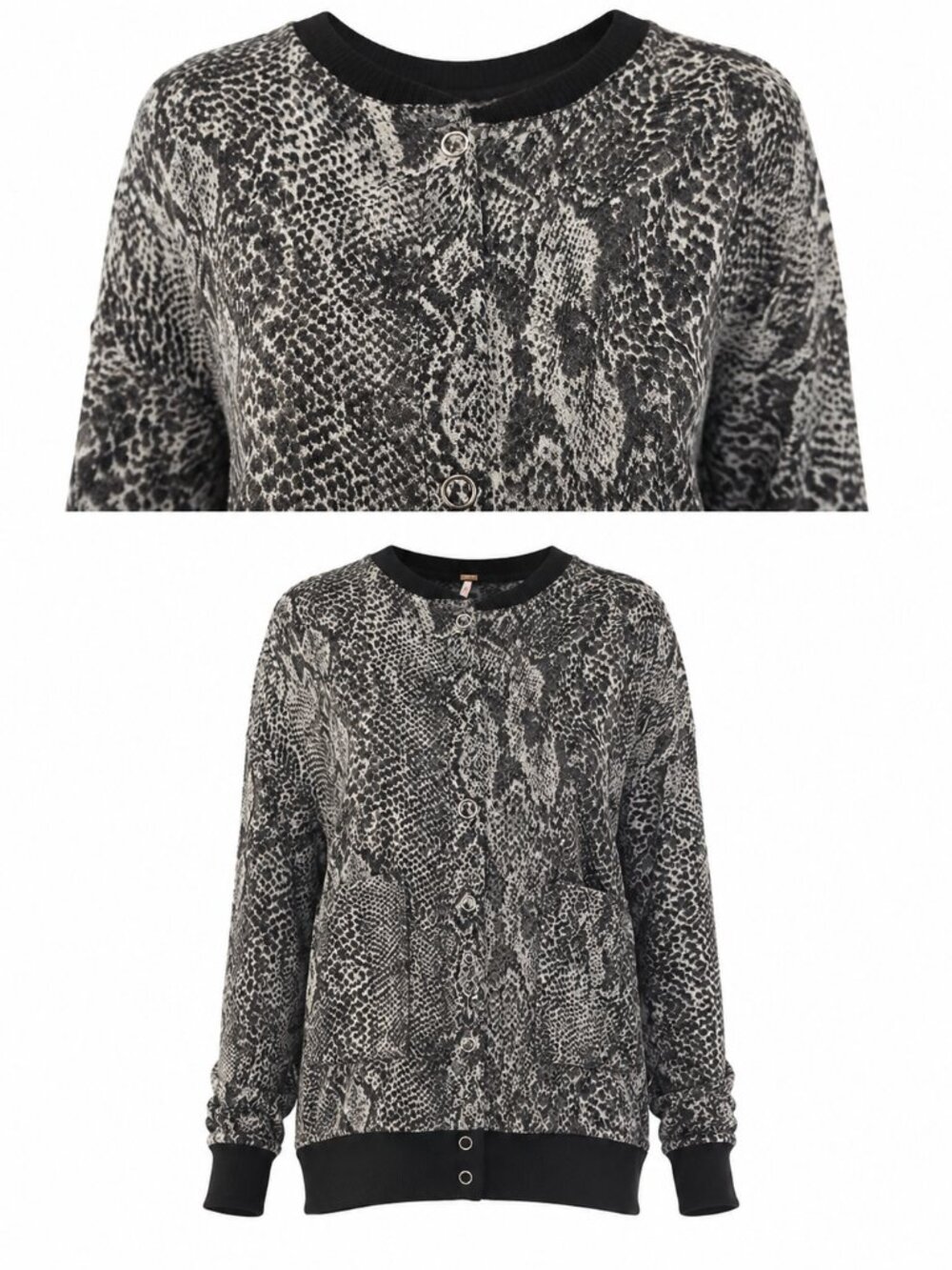 Free People Lori Snake Print Oversized Snap Front Top Jacket XS Boho Sheer Layer